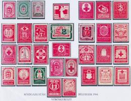 1944 Közigazgatási Vöröskereszt bélyegek, hátoldalán táblázat, faximile kiadás