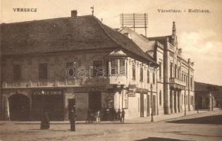1906 Versec, Vrsac; Városháza, Steiner Simon és Berger Testvérek utóda üzlete / Rathaus, Brüder Berger Nachfolger / town hall, shops