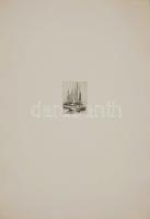 Seres János (1920-2004): Vitorlások szignált rézkarc 10x17 cm (45x62 cm-es íven)