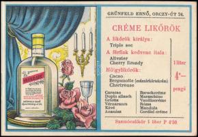 Grünfeld Ernő Budapest VIII. Orczy út 24., húsvéti előny árjegyzék, színes litho