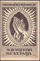 cca 1918 XV. Benedek pápa békeimája, adománytevő lap, Bp., Szmik Antal
