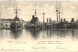 1902 Pola, Osztrák-magyar hadihajók arzenálja a kikötőben / K.u.K. Kriegsmarine warships arsenal at the port