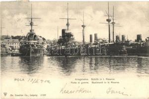 1902 Pola, Osztrák-magyar hadihajók arzenálja a kikötőben / K.u.K. Kriegsmarine warships' arsenal at the port