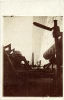 Osztrák-magyar hadihajó rejtett oldalsó ágyúi lövésre készen / K.u.K. Kriegsmarine warship, side cannons are ready to fire. photo