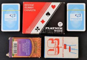 6 pakli kártya, Közte Harry Potter, LIngua Cards német nyelvű játékkártya, és francia kártyák, közte 2 bontatlannal.
