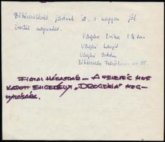 1979 Koncz Zsuzsa köszönő sorai és aláírása, valamint Boldizsár Miklós, Bornai Tibor, Tolcsvay és má...