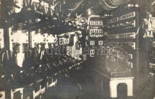 Osztrák -magyar tengeralattjáró motor és kapcsolóháza, belső / K.u.K. Kriegsmarine Unterseeboot / Austro-Hungarian Navy, interior of the engine and switch house of a submarine. photo (EK)