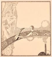 Kozma Lajos (1884-1948): Cinkográfia, papír, jelzett a cinkográfián, paszpartuban, 19,5×16,5 cm