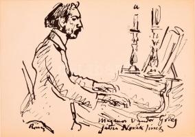 Rippl-Rónai József (1861-1927): Grieg. Cinkográfia, papír, jelzett a cinkográfián, 24x17 cm