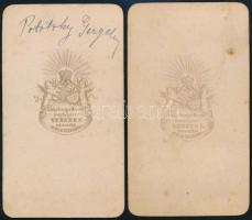 cca 1868 2 db keményhátú portréfotó Veress Ferenc (1832-1916) kolozsvári műterméből, 10,5×6 cm