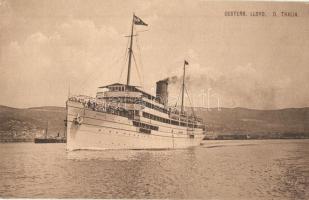 Oesterr. Lloyddampfer Thalia / Lloyd Austriaco Austrian steamship SS Thalia. Litho flags on te backside (EK)