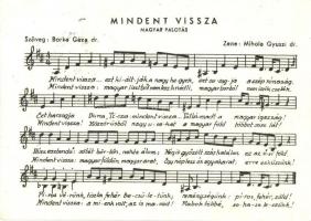 Mindent vissza! Magyar Palotás. Irredenta kottás lap / Hungarian Irredenta music sheet, 1938 Komárom visszatért So. Stpl