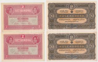 1917. 2K (2x) sorszámkövetők + 1920. 20K (2x) sorszámkövetők T:II,I-