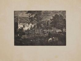 Török Endre (1926-1980) Kukoricahordás szignált metszet 42x33cm