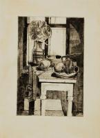 Kádár György (1912-2002) Csendélet szignált rézkarc 32x43cm