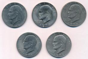 Amerikai Egyesült Államok 1971-1978. 1$ Cu-Ni "Eisenhower" (5xklf) T:2 USA 1971-1978. 1 Dollar Cu-Ni "Eisenhower" (5xdiff) C:XF