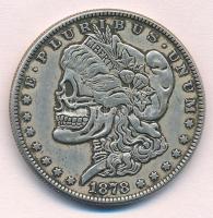 Amerikai Egyesült Államok DN Halálfejes Morgan Dollár fém emlékérem T:2 USA ND Skull Morgan Dollar commemorative coin C:XF