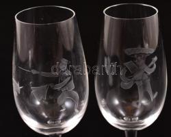 Rosenthal kristály talpas pohár (mexikói gitáros, torreádor), jelzett, hibátlan, m:13 cm (2×)