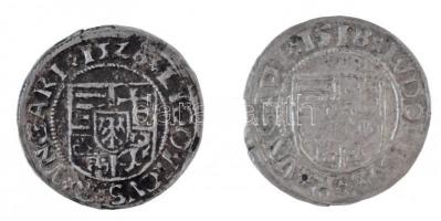 1518K-G Denár Ag "II. Lajos" (0,51g) + 1526. Denár Ag "II. Lajos" (0,68g) T:2 pa...