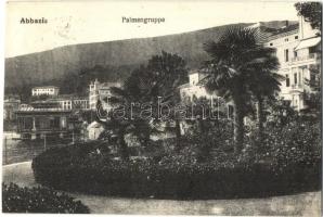 Abbazia, Opatija; Palmengruppe / palm trees, shore, beach, villa. Tomasic & Co.