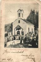 1902 Feketehegy, Merény, Nálepkovo; kápolna, tömeg. Kiadja Matz Gusztáv / chapel, crowd (szakadások / tears)