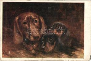 12 db régi főleg kutya motívumlap / 12 pre-1945 mainly dog motive cards