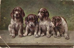 12 db régi főleg kutya motívumlap / 12 pre-1945 mainly dog motive cards