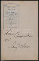 1915 Pula, SMS Kronprinzessin Erzherzogin Stephanie matróza (Lang Józsi), keményhátú műtermi (Schrec...