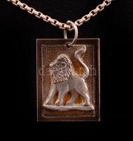 Ezüst(Ag) nyaklánc, oroszlán medállal, jelzett, h: 45 cm, nettó: 7,5 g