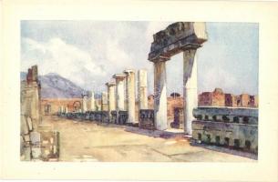 12 db régi olasz Pompeii művészlap kiváló állapotban / 12 pre-1945 Italian town-view art postcards of Pompeii in excellent condition
