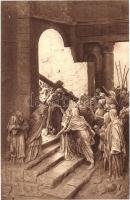 13 db régi művészlap D. Mastroianni szobrairól (Jézus élete, Quo Vadis) / 13 pre-1945 art postcards ...