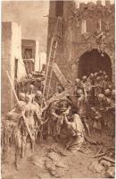 13 db régi művészlap D. Mastroianni szobrairól (Jézus élete, Quo Vadis) / 13 pre-1945 art postcards ...