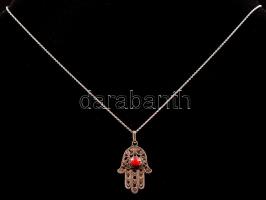 Ezüst(Ag) nyaklánc, Fatima medállal, jelzett, h: 36 cm, bruttó: 3,2 g