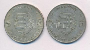 1947. 5Ft Ag "Kossuth" (2x) T:2 patina