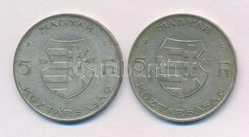 1947. 5Ft Ag "Kossuth" (2x) T:2,2- patina