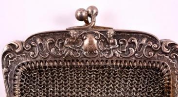 Ezüst(Ag) erszény, jelzés nélkül, 7×6,5 cm, nettó: 38,4 g