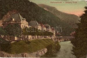 Herkulesfürdő, Baile Herculane; Szapáry fürdő, híd / bathing house, spa hall, bridge (EK)