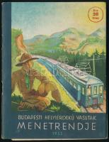 1933 Budapest Helyi Érdekű vasutak menetrendje. A Gödöllői Jamboree alkalmából kiadott kiadvány kihajtható vonal és turista térképekkel. Szép állapotban.