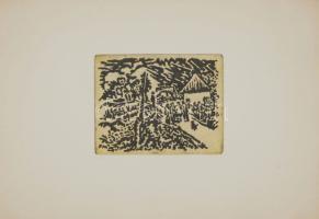 FArkasházy Miklós (1895-1964): Népdal színezett rézkarc 60x40cm-es íven