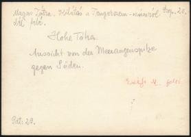 cca 1910 Magas-Tátra, kilátás a Tengerszem-csúcsról dél felé, Erdélyi Mór felvétele, hátulján felira...