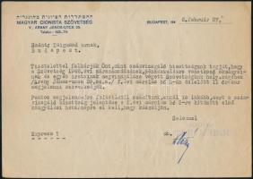 1948 a Magyar Cionista Szövetség gépelt, aláírt levele hivatalos ügyben, fejléces papíron