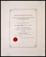 1898 Halle, Német nyelvű oklevél a Vereinigten Friedrichs-Universität Halle-Wittenberg egyetem által...