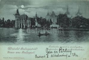 1899 Budapest XIV. Városliget, Történelmi csoport (Ezredéves Országos Kiállítás), csónakázók. Kiadja Schmidt Edgar (EK)