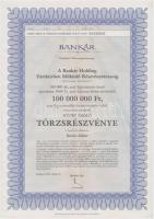 Budapest 2010. Bankár Holding Zártkörűen Működő Részvénytársaság százezer darab névre szóló törzsrészvénye egyenként 1000Ft-ról, szelvényekkel, MINTA bélyegzéssel T:II