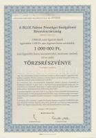 Budapest 1998. BLUE Faktor Pézügyi Szolgáltató Részvénytársaság ezer darab törzsrészvénye egyenként 1000Ft-ról, szelvényekkel és MINTA perforációval T:I,I-
