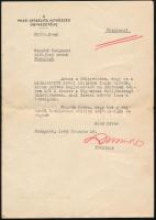 1949 a pesti izraelita hitközség ügyvezetőjének gépelt, aláírt bizalmas levele Szántó Zsigmond hitközségi elöljáró részére az izraeli nagykövet látogatása ügyében, fejléces papíron, borítékkal