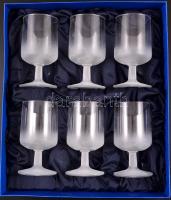 Talpas üvegpohár készlet, 6 db, hibátlanok, eredeti dobozában, m: 11 cm