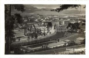 Besztercebánya, Banská Bystrica; látkép a Garam folyóval, uszoda, vasúti vonal / general view with Hron river, swimming pool, railway line