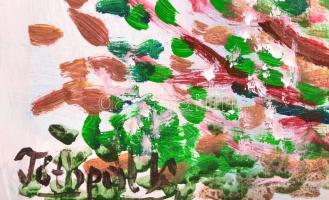 Tóthpál Katalin (1977- ): Lovak, olaj, farost, jelzett, 85,5×32,5 cm