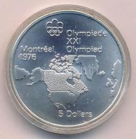 Kanada 1973. 5$ Ag "Montreali olimpia - Észak-Amerika térkép" T:1- 
Canada 1973. 5 Dollar...